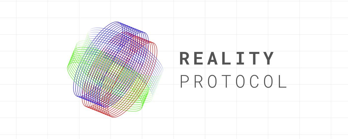 RGB shape of lines on left. Large text "REALITY PROTOCOL" on the right hand side of image.